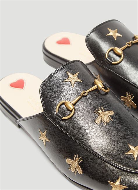 Authentic GUCCI Princetown Bees & Stars Embroidered Mules .